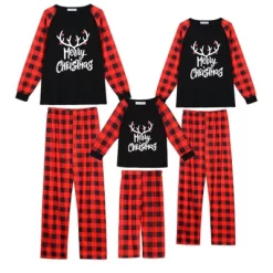 Cheibear Christmas Deer Loungewear Long Sleeves Tee Plaid Pants 2 Piece Family Pajama Sets -Cozy Nights Sales Store GUEST fb2a37f6 3572 4079 a6e5 85102d09d3d4