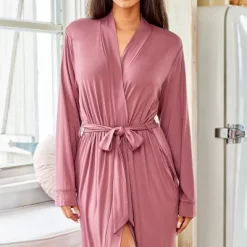 Women's Classic Soft Knit Long Lounge Robe With Pockets -Cozy Nights Sales Store GUEST fb511b7b e6c1 4a4a 82ca 5359f2753890