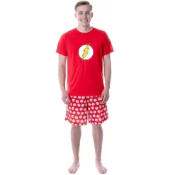 DC Comics Mens' The Flash Logo Short Sleeve Shirt Pajama Short Set Red -Cozy Nights Sales Store GUEST fb6593b1 9cfd 4097 b28f a50f4909a23a