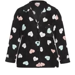 Women's Plus Size Button Up Fleece Top - Black | AVENUE -Cozy Nights Sales Store GUEST fbc91957 15fe 4dd2 bea5 2c0c47450049