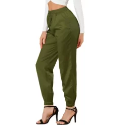 Allegra K Women's Drawstring Elastic Waist Athleisure Pants Ankle Length Satin Joggers With Pocket -Cozy Nights Sales Store GUEST fccd3b3f f4db 4f17 aa05 43bb2aa1af74