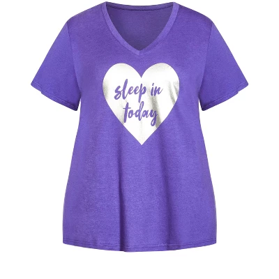 Women's Plus Size Print 3 Piece Sleep Set - Violet | AVENUE 2 Women's Plus Size Print 3 Piece Sleep Set - Violet | AVENUE - Image 2