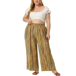 Agnes Orinda Women's Plus Size Boho Palazzo Lounge Wide Leg Pants With Elastic Waist And Stripe -Cozy Nights Sales Store GUEST fd41aaae 5d2d 401f 8d1f 1b7c1aeeb090
