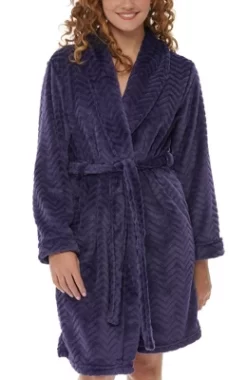 Women's Warm Soft Plush Fleece Bathrobe, Knee Length Robe, Chevrons -Cozy Nights Sales Store GUEST fd446bba 601e 4bf0 a0c1 e729226446c4