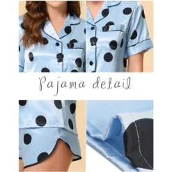 Cheibear Women's Silky Satin Polka Dots Nightwear With Shorts Lounge Set -Cozy Nights Sales Store GUEST fd73aa62 7ea2 4a5f 9bc9 d84da2223637