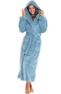 Women's Fuzzy Plush Fleece Bathrobe With Hood, Soft Warm Hooded Lounge Robe -Cozy Nights Sales Store GUEST fe453177 5a1e 45c4 8c9e 43ebe6269576