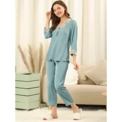 Allegra K Women’s Pajama Sets Sleepwear Soft Night Suit Lounge Sets