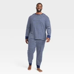Men's Striped 100% Cotton Matching Family Pajama Set - Navy -Cozy Nights Sales Store GUEST ff81d986 1f4e 4b76 be83 93059c2b4d0c