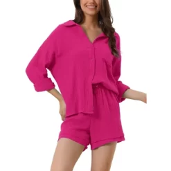 Cheibear Women's Button Down Long Sleeve Sleepwear Shirt With Shorts Casual Lounge Sets 15 Cheibear Women's Button Down Long Sleeve Sleepwear Shirt With Shorts Casual Lounge Sets -Cozy Nights Sales Store GUEST ffa3c074 455e 4f1c a403 706b1fc802f1