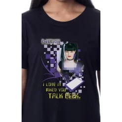NCIS Womens' Abby Sciuto Character Talk Geek Nightgown Sleep Pajama Shirt Black