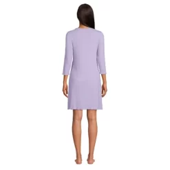 Lands' End Women's Pointelle Rib 3/4 Sleeve Knee Length Nightgown