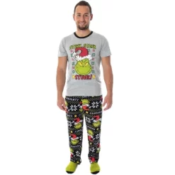 Dr. Seuss The Grinch 3 Piece Gift Pajama Set (Fleece Pants, Shirt, Socks) -Cozy Nights Sales Store GUEST ffe6a053 0f89 4ad0 8d56 a0899d6fe48a